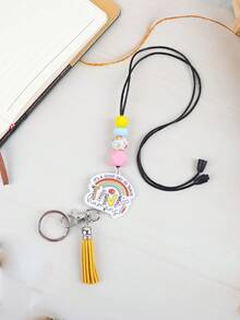 1 件教师节亚克力苹果铅笔吊饰挂绳带流苏，适合学生和教师的学校用品配件万圣节汽车配件包饰可爱哥特 Y2k 万圣节配件教师节圣诞节礼物创意包饰挂绳带身份证夹汽车配件包饰 - 彩色 - 查看 18