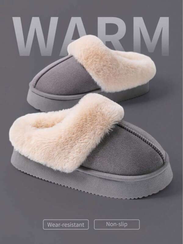 New Cute Cartoon Pig Plush Slippers For Women, Indoor Non-Slip Comfortable Thick Fur Slippers For Outdoor Wear, Autumn/Winter