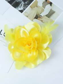 20cm 2025 Autumn/Winter Elegant Satin Rose Flower Feather Brooch, Fashion Clothing/Shoe/Bag/Hat Accessory, Versatile Design - Roses - View 5