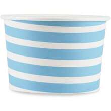 Barra de helado y tazas de aperitivos, tazas desechables de helado perfectas para fiestas, tazas de yogur congelado de alta calidad de 5 onzas, tazas de papel para desierto, paquete de 50 - Rayas azules + 165 ml - Ver 7