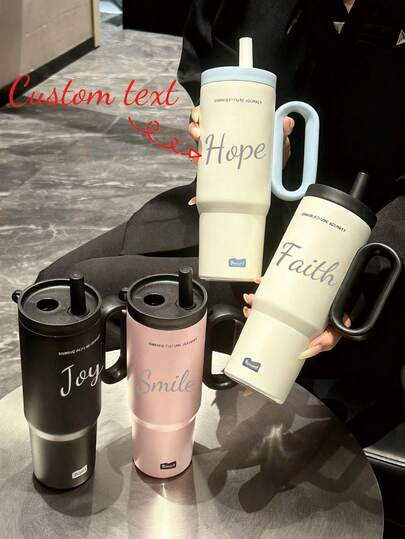 1pc Customized 720ML Stainless Steel Insulated Water Bottle, Large Capacity Bottle With Portable Handle, Suitable For Outdoor Sports, Travel, Camping, Christmas Gift, Vacuum, Insulated, Customizable, Anti-Drop, Tea Infuser, Multi-Color Options