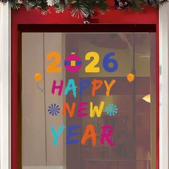 2026 HAPPY NEW YEAR Self-Dhesive Windows Clings - Colorful Numbered 2026 PVC Stickers For Windows, Doors, Mirrors, Walls - Easy Peel & Stick Christmas Home Decorations ( Room, Party, New Year), Christmas Window Stickers, Christmas Decorations, Christmas Window Stickers Removable, Christmas Window Clings, Christmas Decorations For Home, Christmas Stickers, Christmas Window Decorations, Xmas Window Stickers Removable, New Year Decorations