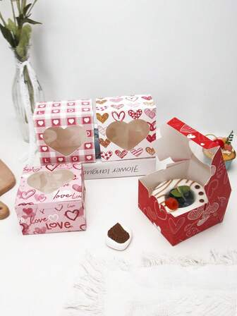 10 st/50 st hjärtformade brödlådor med fönster, för kakor, bakverk, choklad, kakor, fest, födelsedag, bröllop, alla hjärtans dag, högtidsfest, presentförpackningar, tårtförpackningar