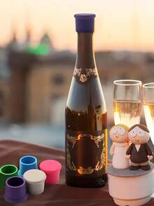 Silicone Wine Stopper Wine Bottle Cap Silicone Bottle Cap Reusable Silicone Wine Stoppers Wine Corks For Glass Bottles To Keep Wine Fresh Seal Wine Bottles Reusable Beer Bottle Caps Wine Preservers Non-Leakage Wine Bottle Cap Keeper Seal Beer Drink Champagne Bottle Cap Bar Accessories - Multicolor - View 7