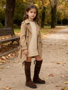 1 Paar klassische Mode Overknee-Stiefel für alle Jahreszeiten, geeignet für den täglichen Gebrauch und den Urlaub, Mädchen