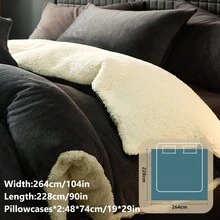 2/3 件套羽绒被套装，冬季保暖，超柔软，蓬松，水晶绒，防静电，亲肤，防褪色，适合单人床/双人床/大号床/特大号床，可机洗，适用于卧室、家庭和学生宿舍，豪华床上用品套装，秋季装饰，冬季装饰 - 彩色 - 查看 58