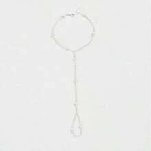 Hand Link Bracelet Ring Hand Chain 14K Dainty Finger Bracelet Hand Jewelry Gold Bracelet For Women Summer Essentials Stuff Fashion Jewelry Gifts Adjustable Size - 銀色 - 查看 7