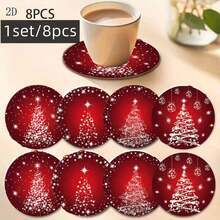 8 pièces/set Dessous de verre en bois, convient pour divers espaces commerciaux, salon, cuisine, salle à manger, cadeau, 1 set de 8 pièces, 200 sets de 1600 pièces