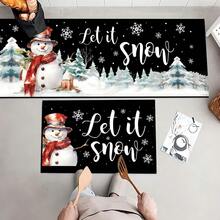 1 pièce Tapis de cuisine en gel de silice imprimé avec motif bonhomme de neige de Noël, tapis rectangulaire pour le salon, la chambre, le couloir, la salle de bain, la buanderie - en polyester, convient pour la décoration intérieure et extérieure de la maison - Multicolore - Voir 26