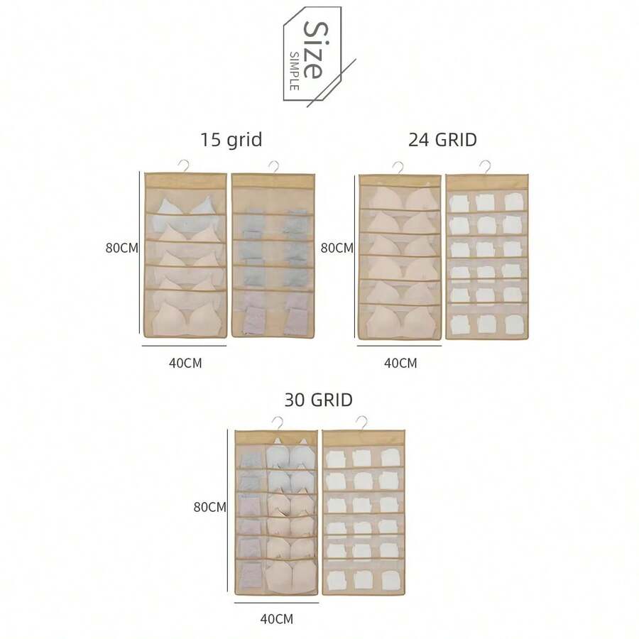 1pc Hanging Dual-Sided Wardrobe Organizer Bag For Socks, Bras, Underwear Storage - Multicolor - View 1