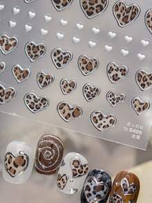 1 قطعة ملصقات أظافر معدنية مطبوعة بنمط نمر قلب عتيق، نمط حيواني رجعي لفن الأظافر مع لمسات جريئة وأنيقة وبراقة للنساء، ديكورات مناكير DIY