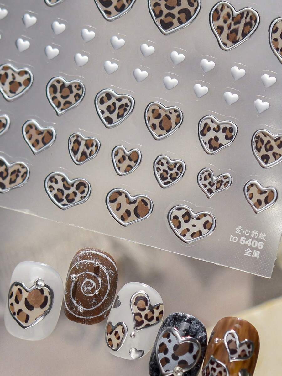 1 قطعة ملصقات أظافر معدنية مطبوعة بنمط نمر قلب عتيق، نمط حيواني رجعي لفن الأظافر مع لمسات جريئة وأنيقة وبراقة للنساء، ديكورات مناكير DIY