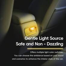 1 pièce Lumière d'ambiance de voiture à alimentation USB 5V, bleu/rouge/blanc/jaune, avec un dessus tactile pouvant être lumineux. Lumière transparente HD, source de lumière douce qui illumine les coins sombres. Petite, pratique, lumière d'ambiance romantique, convient pour la voiture, la chambre, les festivals, etc.