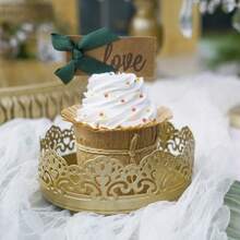 8pcs Dessert Table Display Set: Romantic Golden Round Cake Stand & Cupcake Tower For Birthday Parties, Weddings & Baby Showers, Gold/Cream White/White - Rượu sâm banh - Xem 7