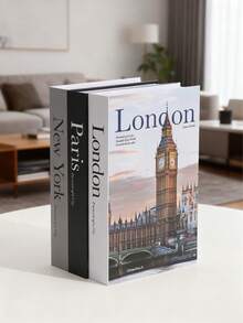 1pc/3pcs Fashion Foldable Decorative Fake Books, Modern Home Decor Style, Inspired By Designers, Hardboard (Non-Openable), Suitable For Home, Living Room, Tabletop, Wall Decoration, Applicable To Various Scenarios (Bedroom/Living Room/Table/TV Cabinet/Hallway/Bookshelf/Office Desk/Cabinet/Store/Work Area/Display Unit), Luxury Office Desk Decorative Fake Book Set, Stylish Designer Prop Fake Book Storage Box - Multicolor - View 13
