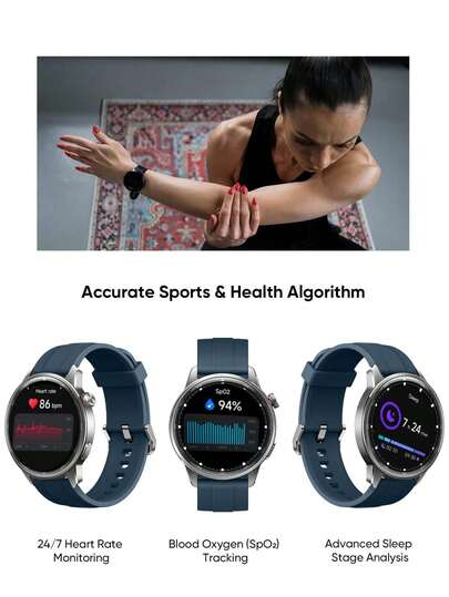 Realme S2 Watch, 1.43" AMOLED Display, IP68 Dust Water Resistance, Customisable Horloge Faces, AI Customised Health Tracking, Super Engine Upto 20 Days Battery Smartwatch view 3