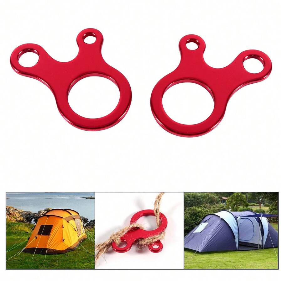 Set de 10 tensores de cuerda de aluminio para toldo de camping, ganchos para colgar y asegurar, accesorios resistentes y fáciles de instalar. - Rojo - Ver 1