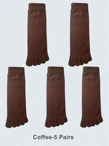 1/5 pares de calcetines suaves y acogedores para hombres, calcetines con dedos separados, calcetines de tripulación cálidos, aptos para uso en interiores o diario