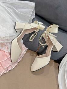 Décolleté con punta quadrata e tacco medio, comodi e versatili per adolescenti, adatti per tutte le stagioni, per uso quotidiano e per andare al lavoro - Albicocca - Visualizzare 12