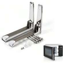 1 Pair Of Stainless Steel Microwave Brackets, Sturdy Folding Retractable Wall Mount - Silver - Silver - View 1