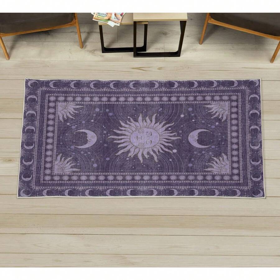 Retro Mid Century Abstract Pattern Rug On Ivory Background, Dark Orange And Reseda Green, 4' X 5' 5", Ideal For Bedroom, Dorm And Living Room - 深靛藍 - 查看 1