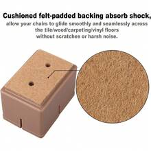 Chair Leg Floor Protectors Rectangular Fit Length 1-15/16" To 2-1/16" & Width 15/16" To 1-3/16" Large Chair Leg Caps Silicone Table Chair Feet Protectors With Felt Pads (16Pack) - Phù hợp với chiều dài 1-9/16" đến 1-13/16" và chiều rộng 1" đến 1-3/16" (màu nâu) - Xem 5