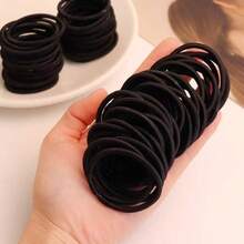 120pcs Black Hair Ties, Suitable For Thick, Curly Hair, Ponytail, Unisex Hair Bands, Portable Daily Hair Ties - Multicolor - View 6