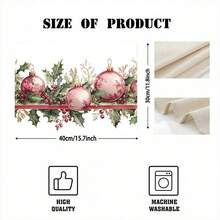 1pc/4pcs/6pcs/100pcs Christmas Holly Berry And Ball Pattern Printed Placemats, Heat-Insulating Placemats, Suitable For Home Decoration, Holiday Dining, Kitchen And Party Decoration, Party Placemats, Can Be Given As Gifts - Multicolor - View 3