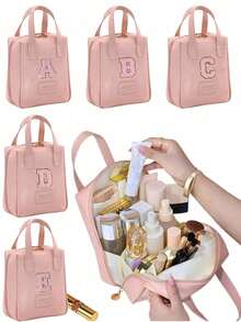 1/2 件装多层贝壳形化妆包，字母图案化妆品收纳袋，便携式皮革防水化妆品整理包，化妆包，旅行化妆包，化妆品收纳整理包，旅行必备