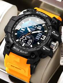 1pc Multi-Function Sports Electronic Watch With Dual Display, Suitable For Daily Wear, Great Gift Option