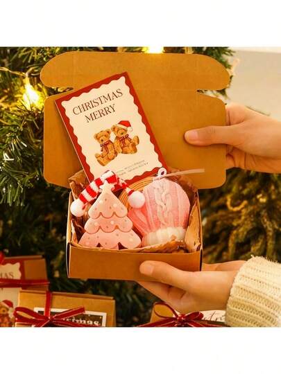 Christmas Creative Handmade Aromatherapy Candle Gift Set - Festival Tree And Deer Shaped Aromatherapy Candle Box, Festival Aromatherapy Candles, Christmas Gifts, Christmas Decorations, Festival Decorations, Small Gift Wholesale, Santa Claus Christmas Tree Gingerbread Man Gift