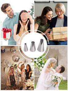3pcs V-Shaped Piping Tips, Stainless Steel Material | Cake Decorating Piping Tips, Cream Frosting Piping Tips, Suitable For Cupcakes, Cakes, Cookies - Silver - View 8