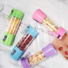Portable Mini Cyclone Juicer Cup, Multi-Functional Juicer, Small Portable Electric Juicer Cup For Home Use, Wireless Rechargeable Mini Fruit And Vegetable Blender, Blue, Pink, Green, Easy To Clean, Perfect For Making Fruit And Vegetable Juices And Smoothies - Blue - View 4
