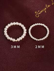 925 Sterling Silver Pearl Beaded Rings, Minimalist Stacking Rings, Delicate Luxury Women Finger Rings