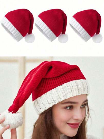 1/2 件可爱针织圣诞帽 - 圣诞礼物和派对装饰，女士圣诞针织帽