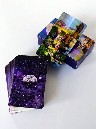 1 Caja de Cartas de Tarot Holográficas de Bruja, 78 piezas de Cartas de Tarot Holográficas en Inglés, Cartas de Elementos de Bruja, Adecuadas para Entusiastas del Tarot, Uso Personal, Juegos de Adivinación, Regalo de Navidad