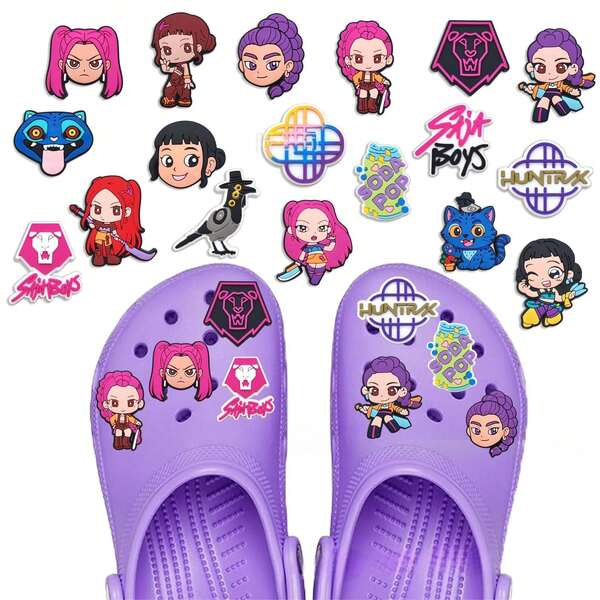 1set/18pcs Demon Hunters Shoe Charms For Clogs Ghost Shoe Decoration Premium Quality Popular Shoe Accessories Great Gift ﻿