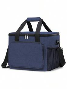 1pc Insulated Lunch Bag, Soft Cooler Tote, Unisex - 24L-navy Blue - View 2
