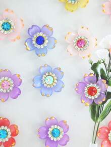 50/100 piezas/Paquete 18mm Flores de Sakura de 5 pétalos Cristales de Rhinestone brillantes redondos, Cuentas brillantes con respaldo plano para pegar en ropa, bolsos, zapatos y decoración