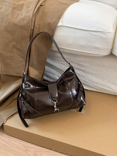 1 件女士拼布大容量新月形单肩包、斜挎包