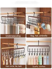 Wooden Clothes Hanger With Non-Slip Wave Hooks, Multi-Functional Clothing Rack For Dresses, Tops, Lingerie - Brown - View 5