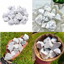 Bulk Natural Raw White Turquoise Rough Stones - Vibrant Purple & White Marbled Crystal Specimens For Jewelry Making, Tumbling, Cabbing, DIY Crafts, Aquarium Decor, Vase Fillers - Unique Holiday Gifts For Women & Girls, Jewelry Making Supplies, Craft Supplies, Polished Finish Rocks, Tumbled Stones