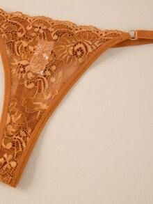 7pcs Lace Floral Sexy Adjustable Detail Women's Thong Panties