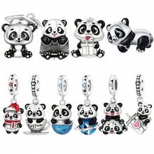 CYCUFF 1 件镀银饰品动物元素可爱熊猫串珠吊坠适用于原创手链项链 DIY 珠宝制作配饰女士礼物生日礼物