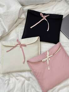 1 件芭蕾舞风格笔记本电脑/平板电脑保护套，带可拆卸粉色蝴蝶结 - 轻盈绗缝天鹅绒保护套，笔记本电脑包，笔记本收纳包，女士旅行必备 - 彩色 - 查看 4