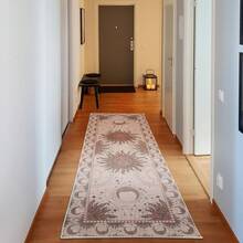 Retro Mid Century Abstract Pattern Rug On Ivory Background, Dark Orange And Reseda Green, 4' X 5' 5", Ideal For Bedroom, Dorm And Living Room - Pale Chocolate - View 4