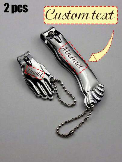 Customizable Mini Nail Clippers With Creative Combination Of Hand And Foot Scissors, With A Bead Chain And Bag Pendant, Can Trim Hand And Foot Nails Separately. Splash-Proof Folding Nail Clippers Are Compact And Portable, Taking Up No Space At Work, School, Shopping, Home, Or Travel. The Curved Blade Fits The Nails Better And Is Gentle On The Hands. Suitable For Family, Friends, And Girlfriends. Small Gifts, Small Souvenirs