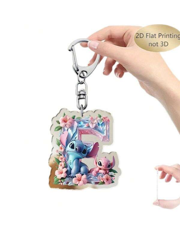 Cartoon Anime Thema Stitch 26 Buchstaben Schlüsselanhänger Tasche Anhänger Anime Figur Stitch Lilo Bild Flugzeug 2D PMMA Schlüsselanhänger Koffer Handy Dekorativer Anhänger Festival Geschenke Geschenke für Frauen Geschenke für Männer