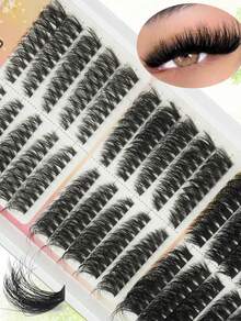 150 Pieces Curled Segment Eyelashes False Eyelashes Individual DIY Mink-Like Single Cluster Thick, Natural, Soft D 0.07mm 10-18mm Mixed Handmade Eyelash Extensions For Cartoon Eyelashes, Daily Makeup Eyelash Clusters, Eyelash Clusters, Individual Eyelashes, Eyelashes, False Eyelashes Thick, Curled Eyelashes In Cat-Eye Style - D - 查看 3