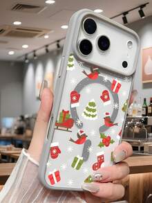 Winter-Rotkehlchen-Vogel-Beeren-Festliches Muster-Design Weihnachten Schnee Magnetische Telefonabdeckung Ästhetischer Feiertag Süßes Accessoire Saisonaler roter Vogel für Naturliebhaber Kompatibel mit iPhone 17 pro max/17pro/17/Air/16promax/16Pro/16Plus/16/15ProMax/15Pro/15Plus/15/14ProMax/14Pro/13ProMax/13Pro/13/12ProMax/12/11ProMax/11Pro/11/XSMax/X/XS - Hellgrau - Übersicht 9